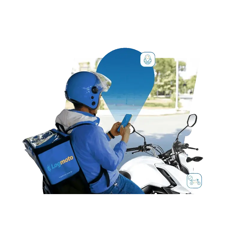 Motoboy costas com baú adesivado PNG